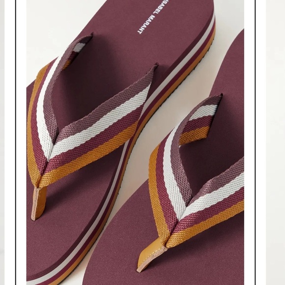 Isabel Marant Tae Striped Canvas Flip Flops - Picture 16 of 16